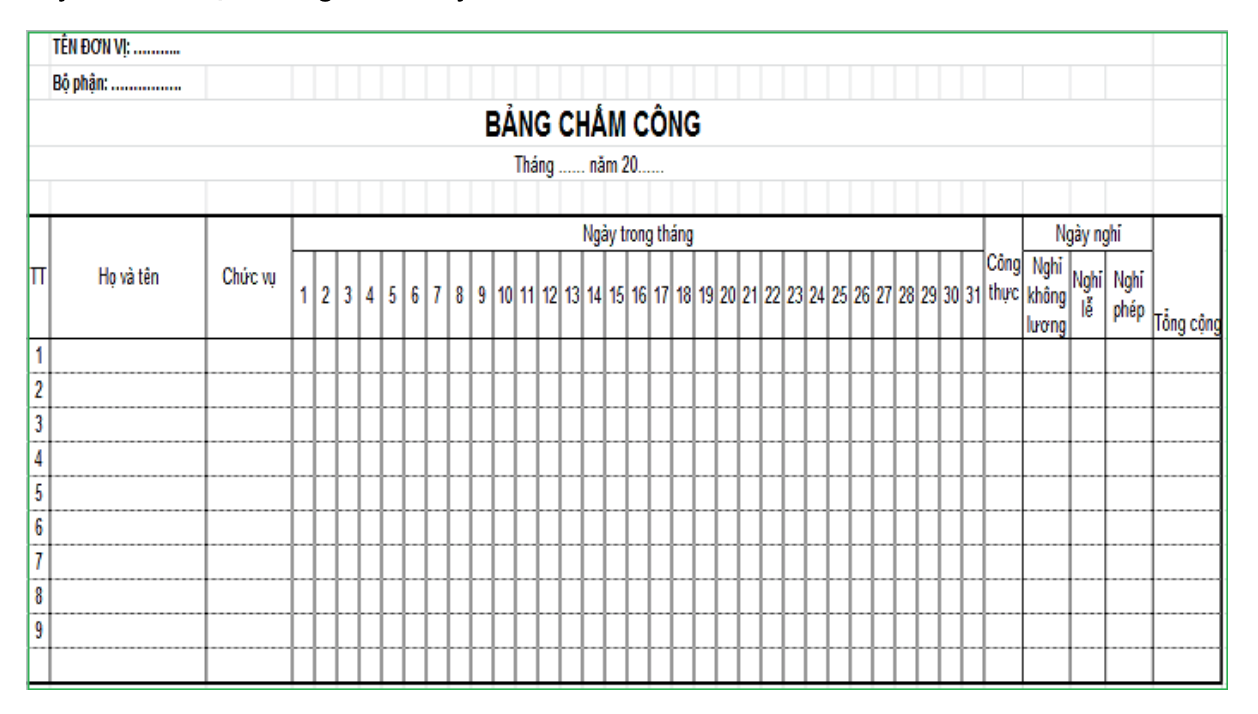 Mẫu Bảng Chấm Công Trang Chủ Cổng Game Cá Cược Uy Tín E2 BET nhà hàng