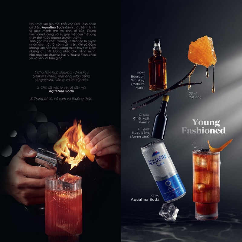 bộ công thức pha chế 10 món cocktail từ "nàng thơ" aquafina soda