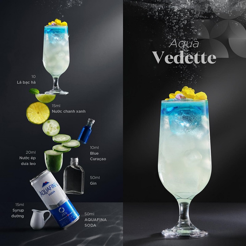 bộ công thức pha chế 10 món cocktail từ "nàng thơ" aquafina soda