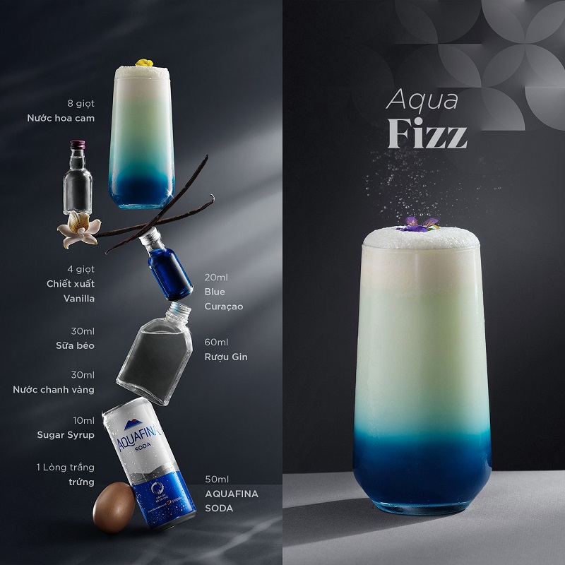 bộ công thức pha chế 10 món cocktail từ "nàng thơ" aquafina soda