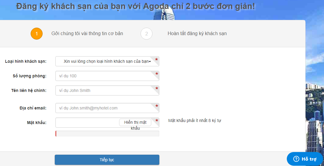 chi tiết quy trình đăng bán phòng trên Agoda