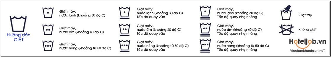đọc hiểu các ký hiệu thường gặp trên máy giặt và trên quần áo cho laundry