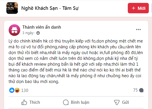 giải oan cho fo khi bị hk chửi thề vì đổi phòng, nâng hạng phòng cho khách