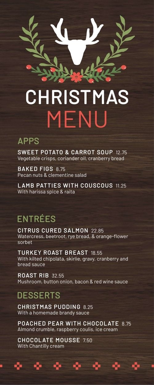 gợi ý mẫu menu giáng sinh 2020 cực chuẩn cho nhà hàng