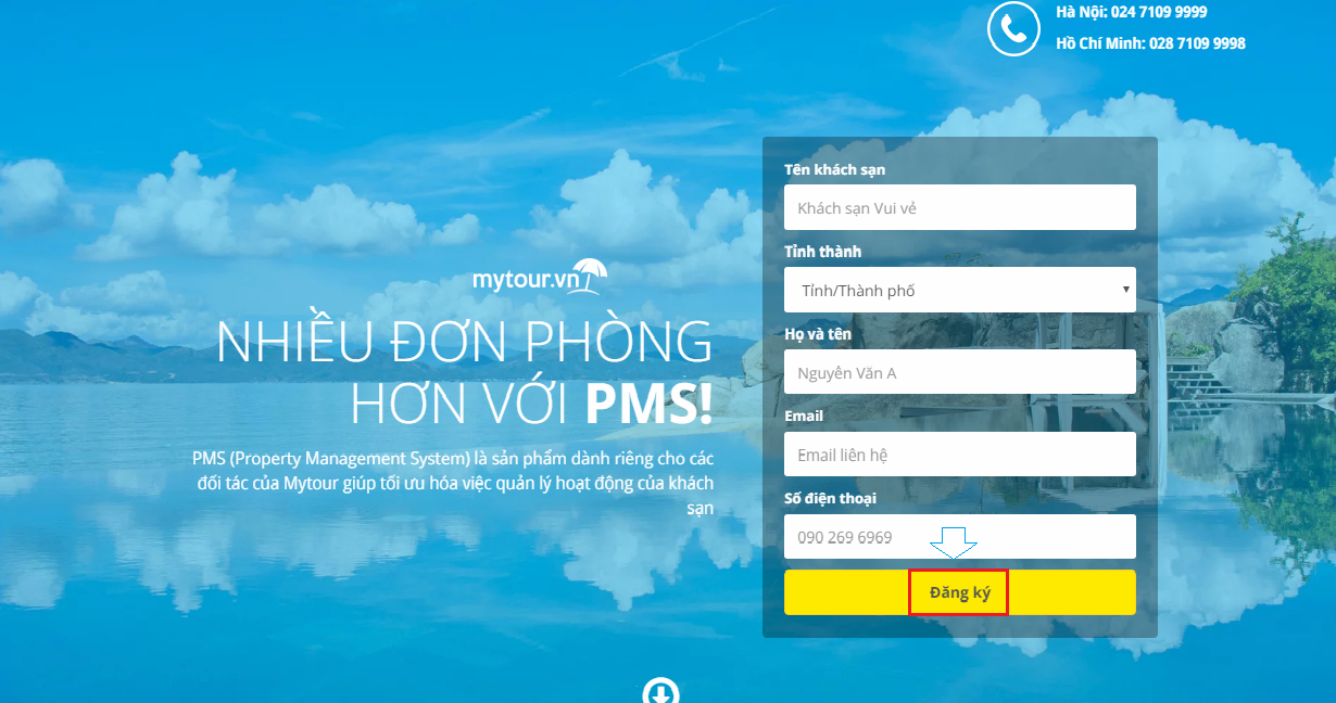 hướng dẫn tạo tài khoản và đăng ký bán phòng trên mytour