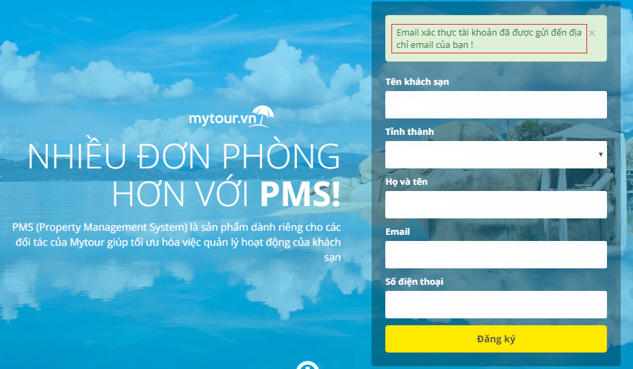 hướng dẫn tạo tài khoản và đăng ký bán phòng trên mytour