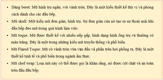 mũ đầu bếp