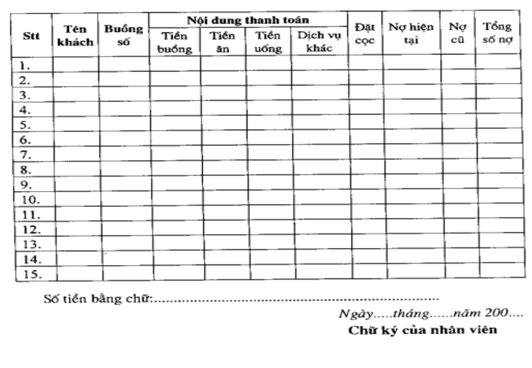 quy trình thanh toán cho khách