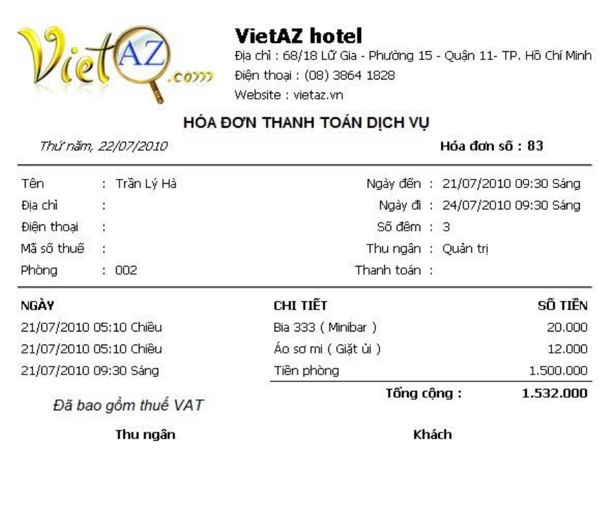 quy trình thanh toán cho khách